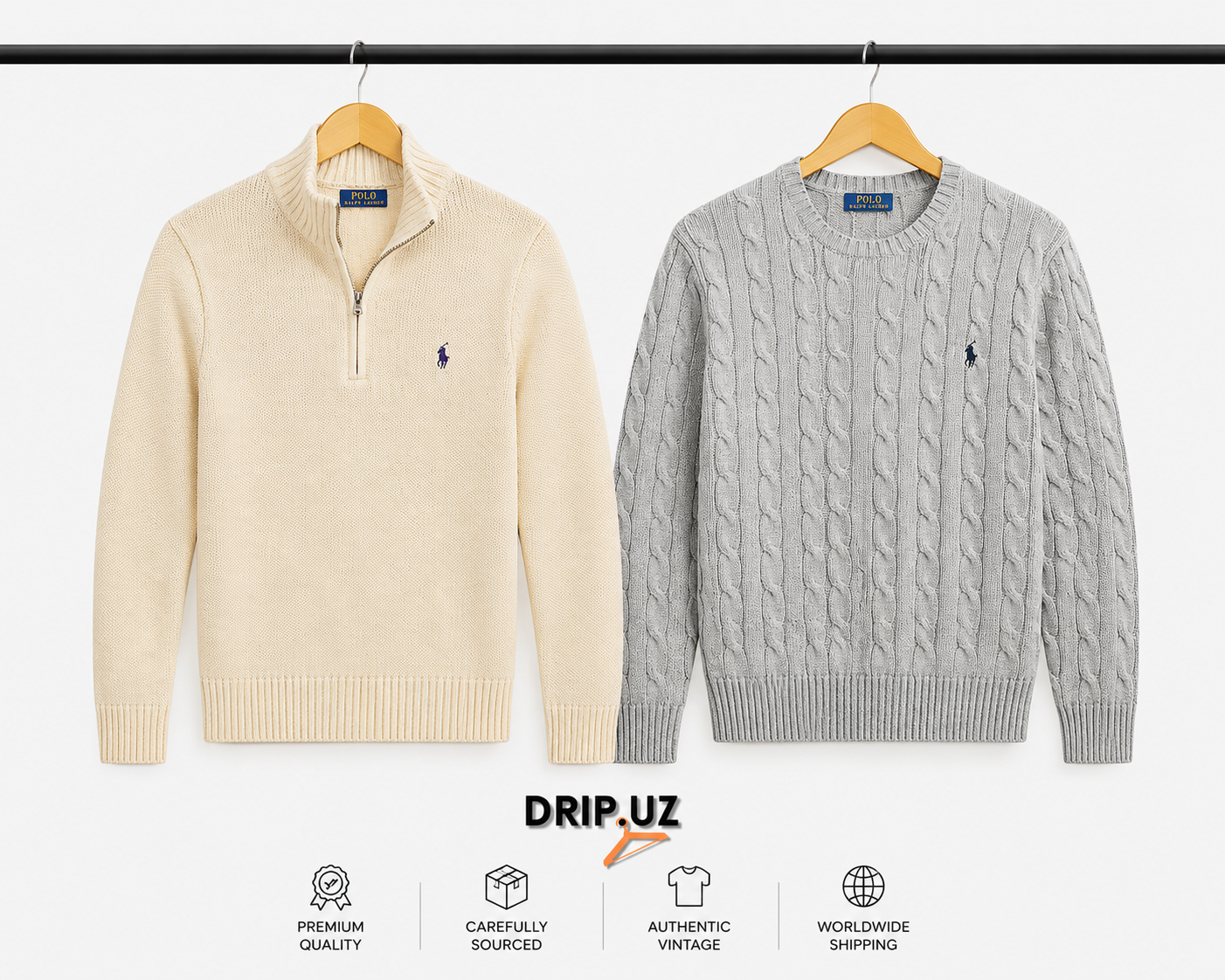 Ralph Lauren -Cable Knit& Quarter Zip