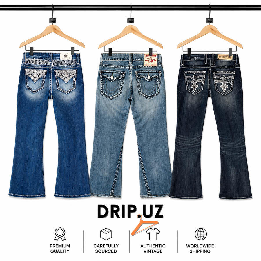 Y2K Branded Jeans -Miss Me, True Religion, Rock Revival